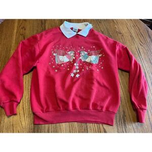 Vintage Gopher Sport Red Angel Graphic Sweatshirt White Collar Made in USA Med